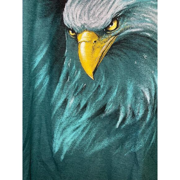 Vintage Bald Eagle Shirt Hazelwoods Green Bird Nature Animal Tee 90s 1990s Large - Picture 4 of 11